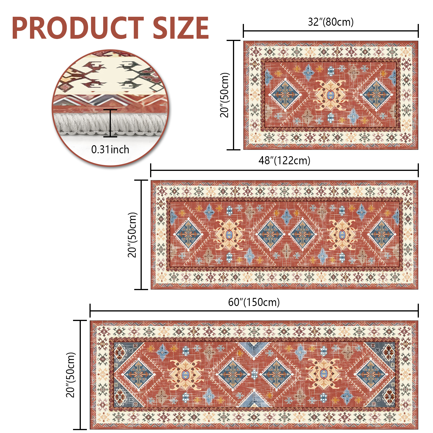 Boho Kitchen Rug Sets 3 Piece With Runner Non Slip Kitchen Rugs And Mats Washable Kitchen Mats For Floor Thick Kitchen Floor Mat Carpet Runner Rugs For Hallway Laundry Holiday Decor 9