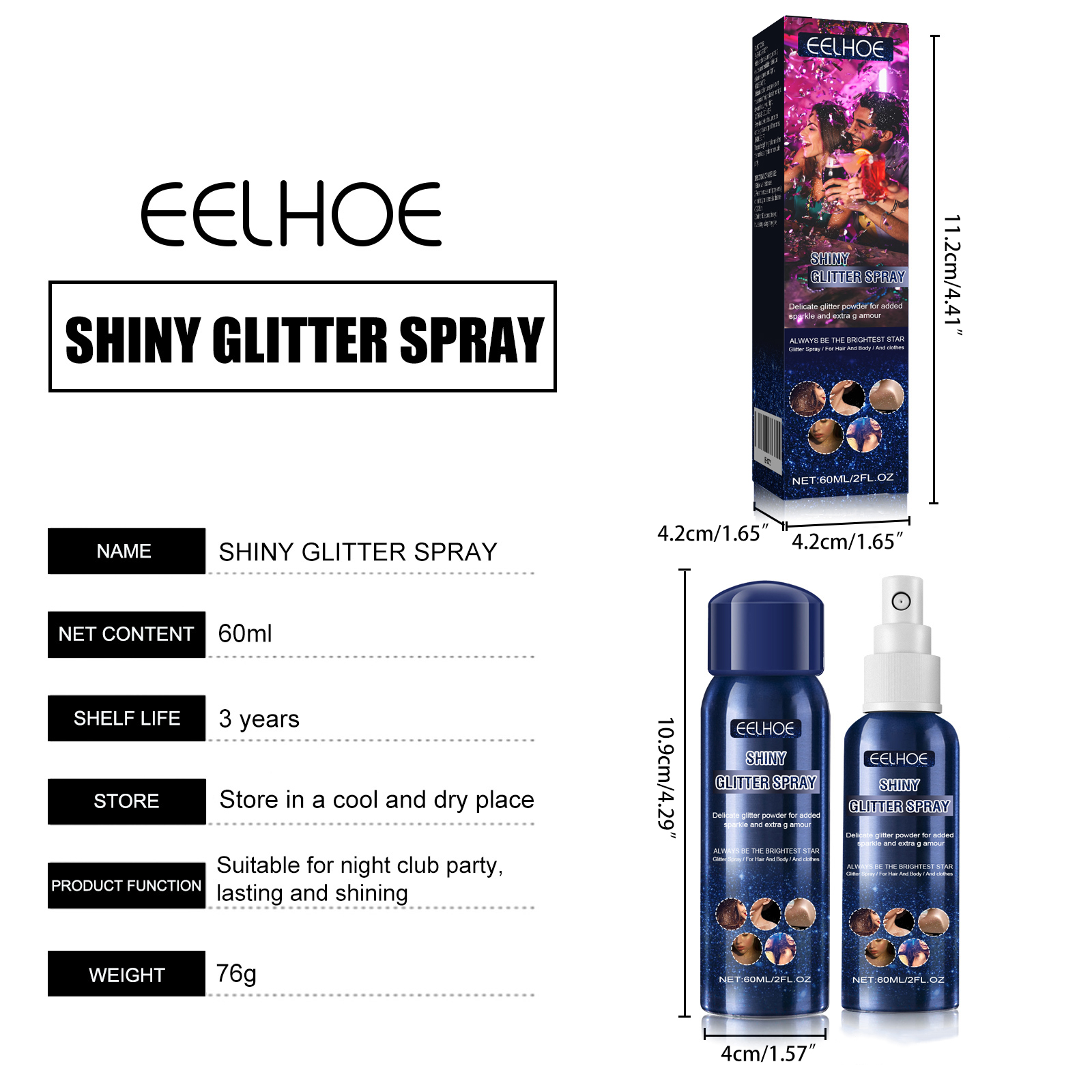 Shiny Glitter Spray, Body Hair Clothes Highlight: Shimmer Spray For Halloween Club Party, Long Lasting Sparkle Glitter For Skin Outfits