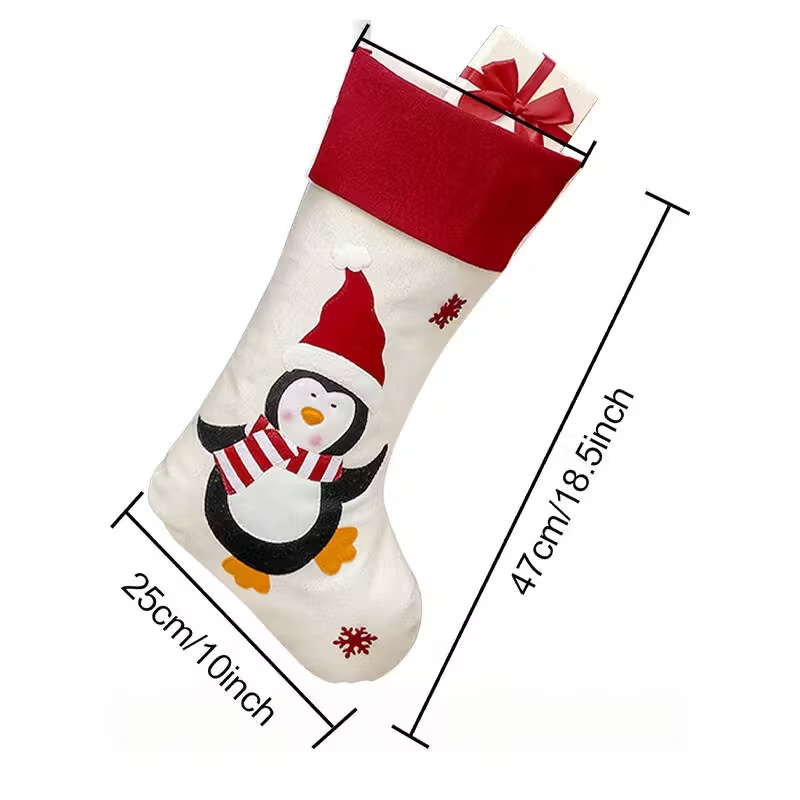 Large Christmas Sock Set - 47 Cm With Santa, Snowman And Penguin Designs