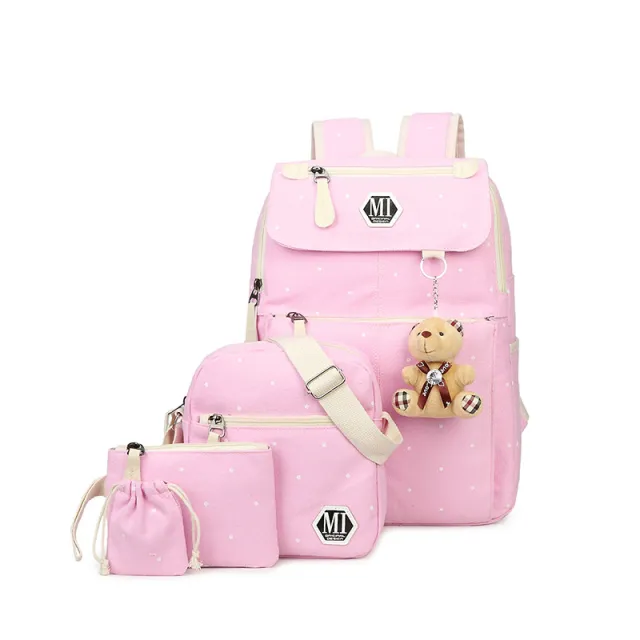 Canvas Backpack Female Korean Version Of Junior High Schoolbag Pink - Shop at LoveMi