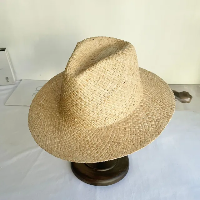 Flat Brim Raffia Women's Beach Hat Fashion Bare Jazz Top - Shop at LoveMi