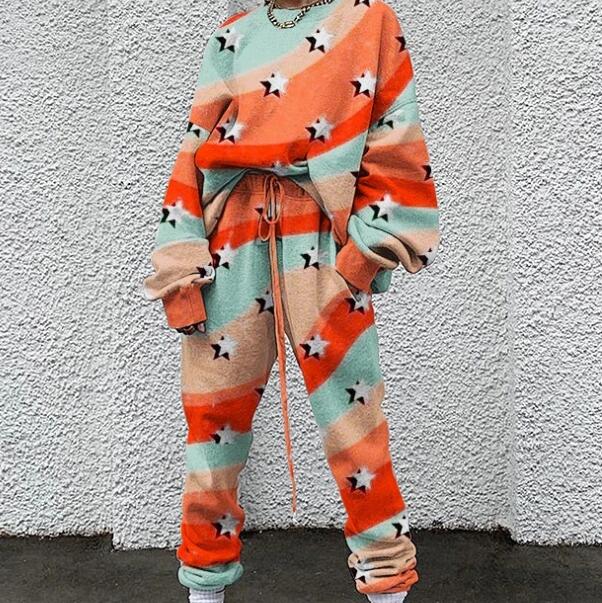 Printed Sweatshirt Two-piece Set