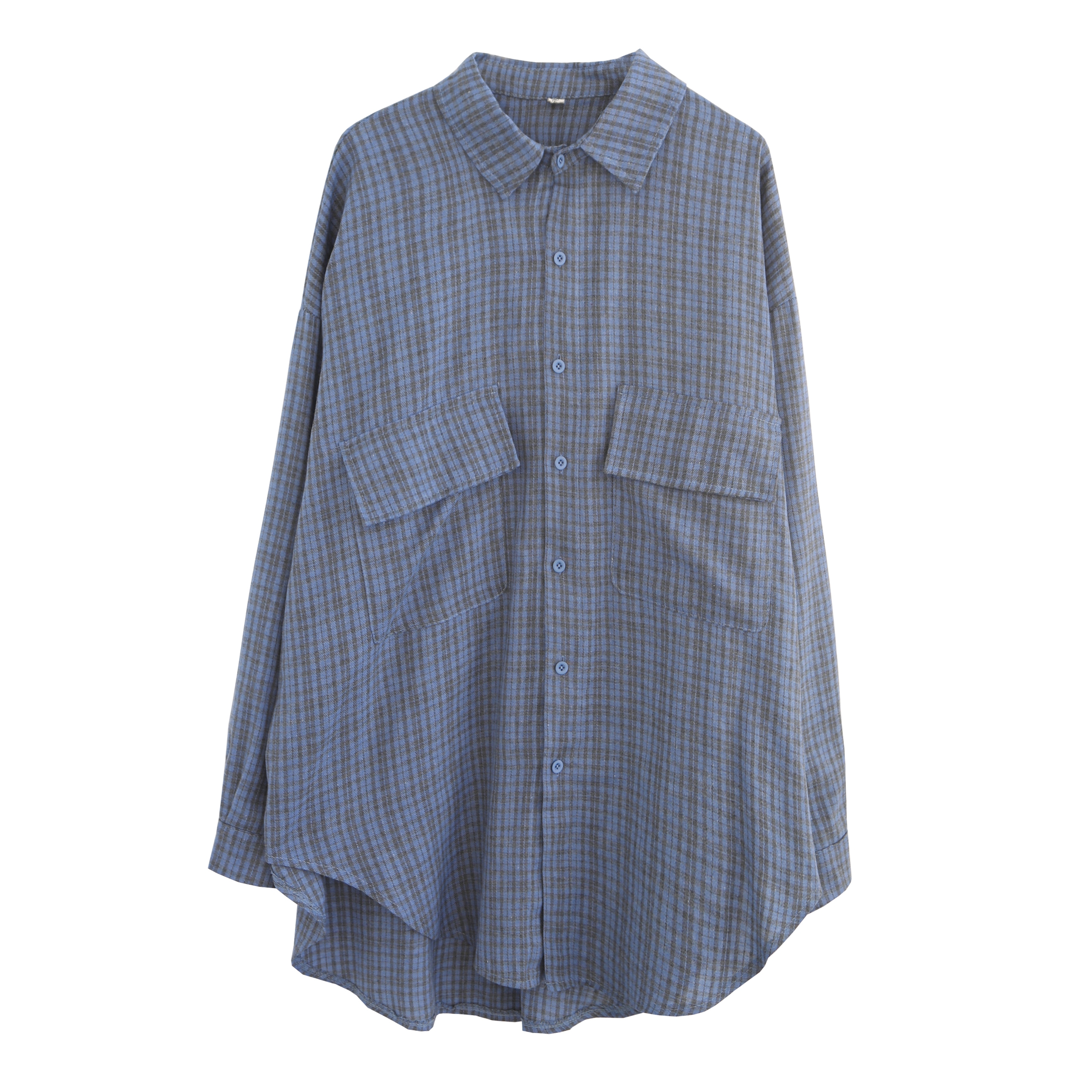 Title 7, Lapel Plaid Long-sleeved Shirt Age-reducing Bel...