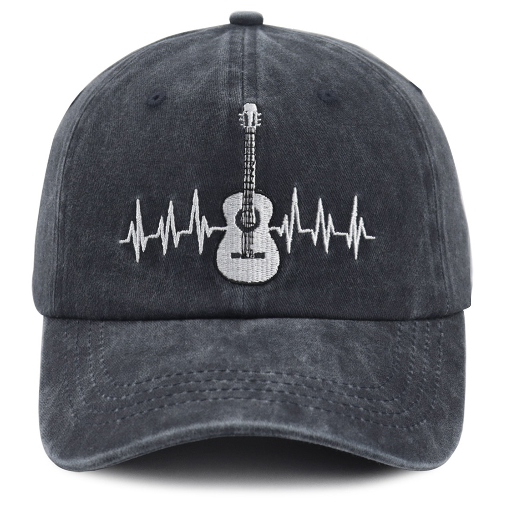 2pcs Guitar Accessories Baseball Cap Guitar Hat Gifts For Women Men, Adjustable Embroidered Wash Cotton Baseball Cap