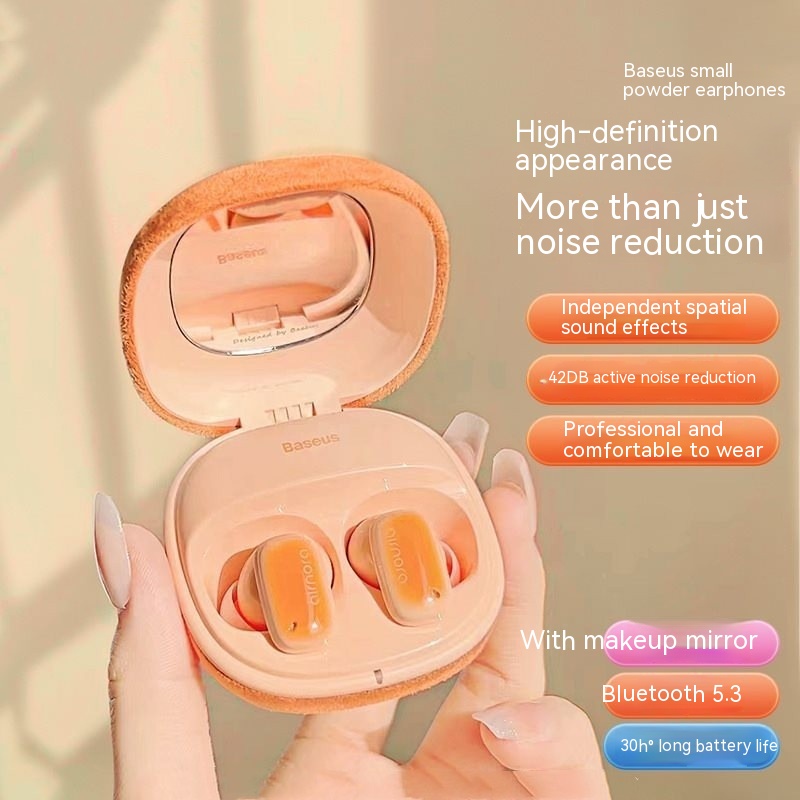 Small Powder Bluetooth Headset Active Noise Reduction Space Sound Effect - Image 6
