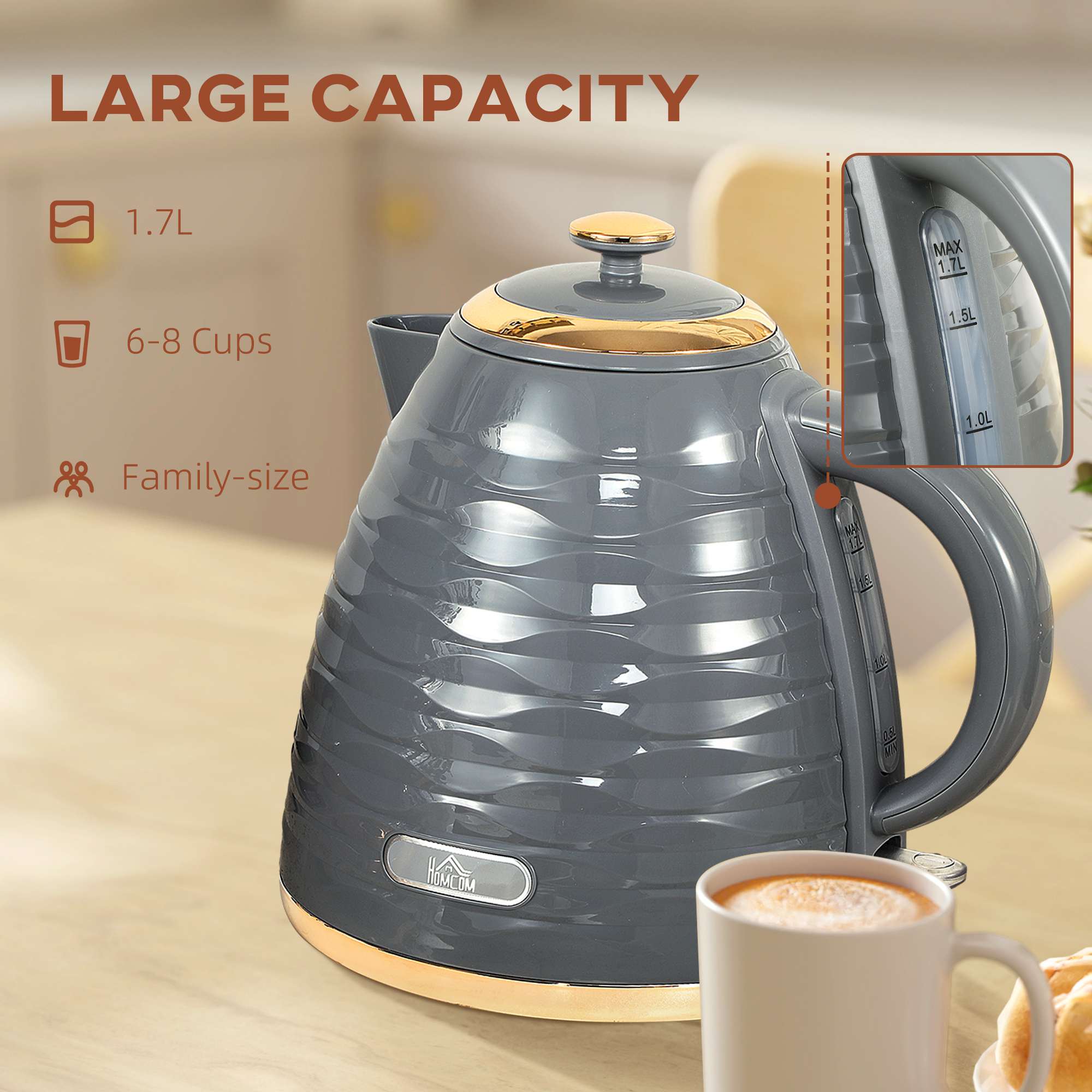 3 KW Fast Boiling Honeycomb Water Bottle - Grey