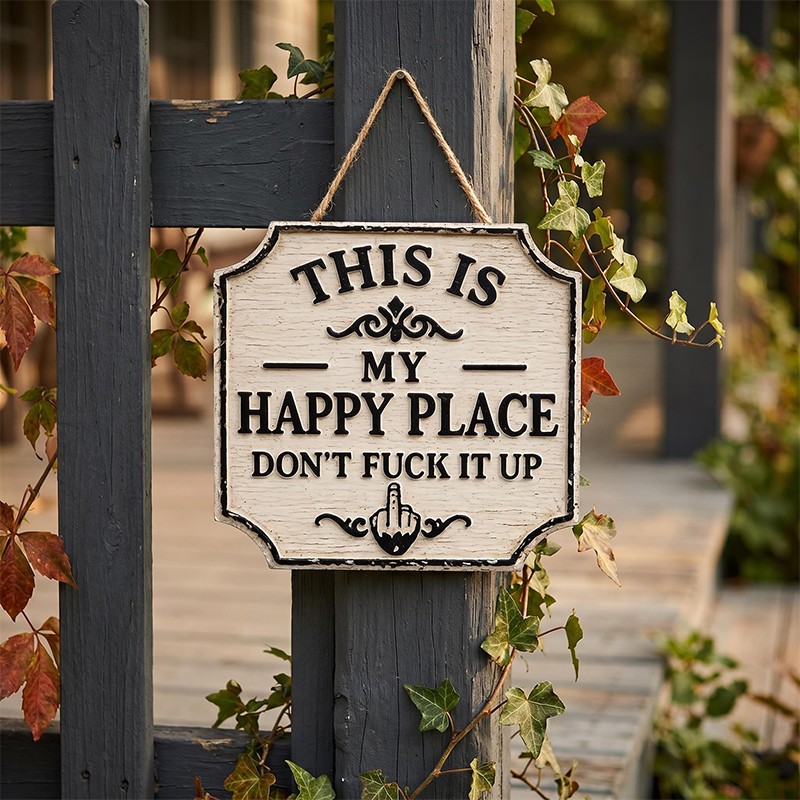 30cm Funny Garden Woden Sign This Is My Happy Place Welcome Farm NEW — image 5