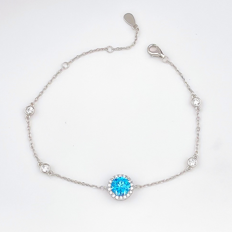 Women's Fashion Sterling Silver Inlaid Zirconium Bracelet
