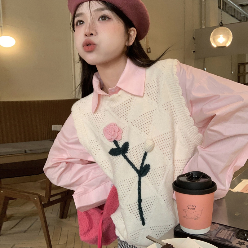 Women's Knitted Vest Vest With A Sense Of Niche Design - Image 3