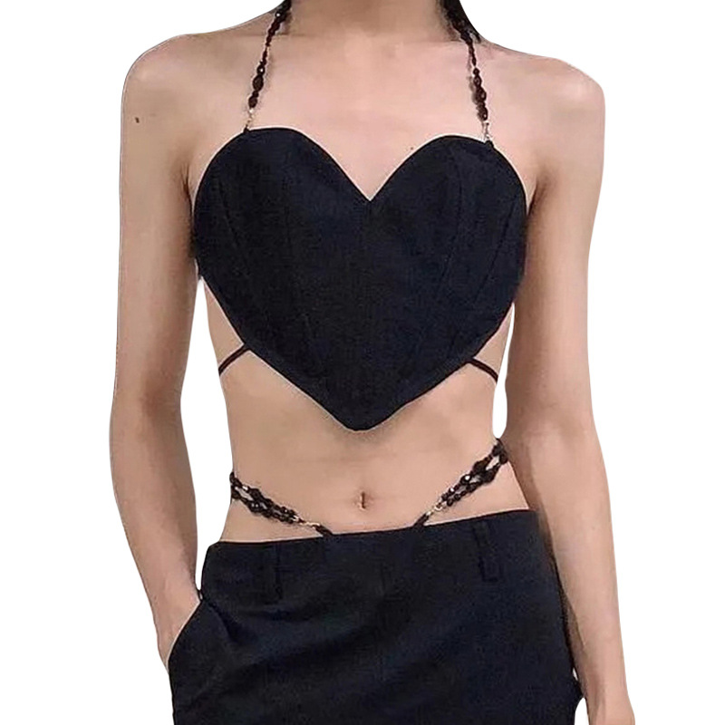 Title 6, Fashion halterneck short cropped navel love ves...