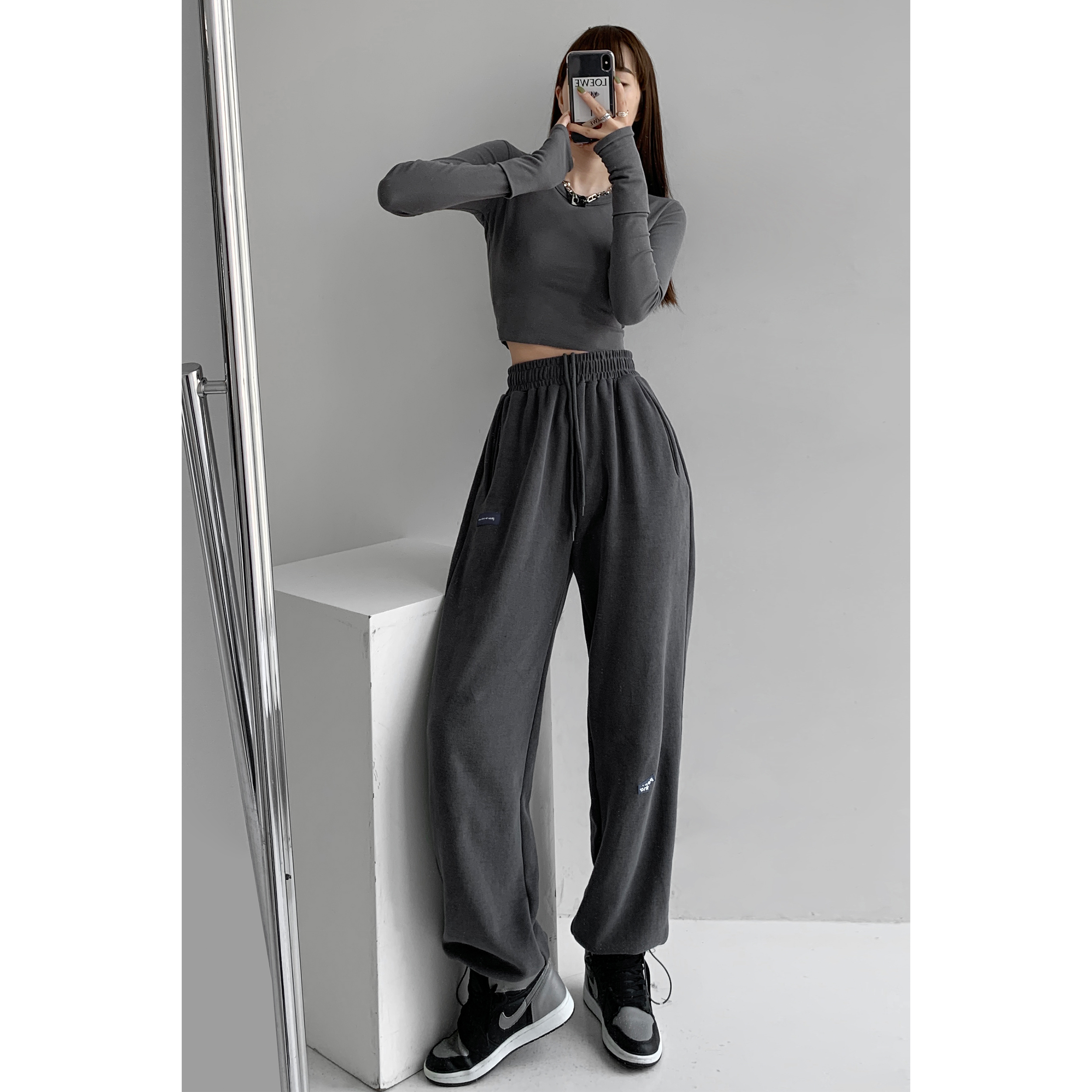 Title 3, Thin Drawstring Sports High Waist Casual Pant