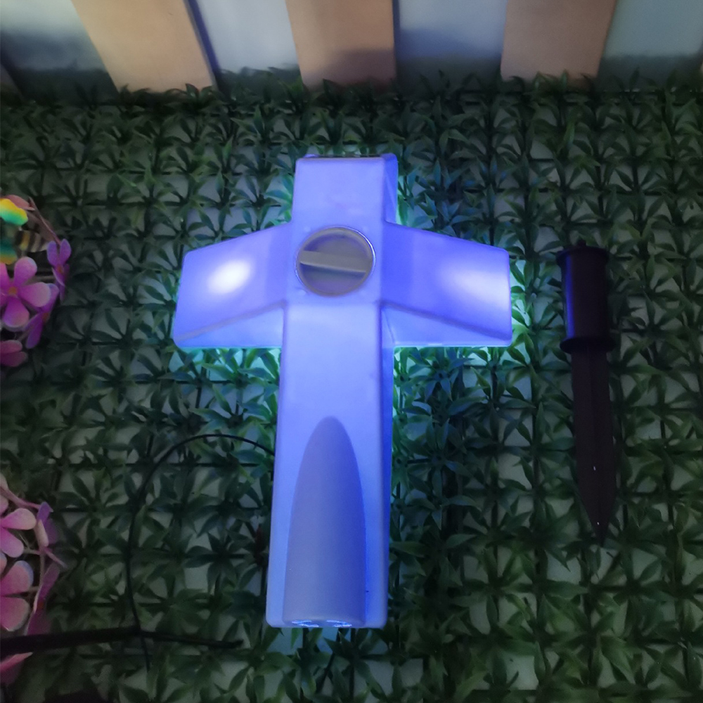 Solar Powered Big Cross Landscape Garden Stake LED Light White Outdoor Lawn Lamp — image 8