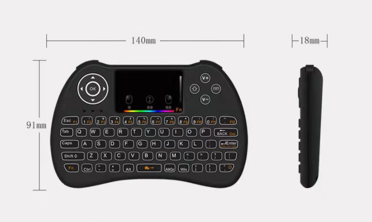 H9 Wireless Air Mouse Keyboard- Black Backlit