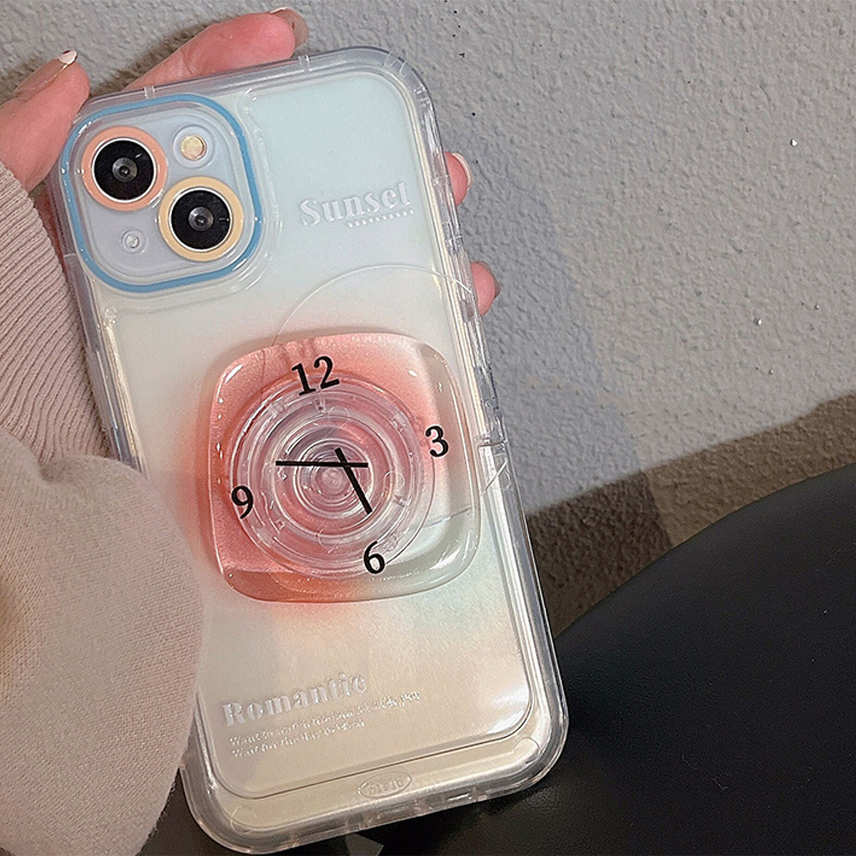 Smudge Clock Transparent Stand Phone Case - Image 6