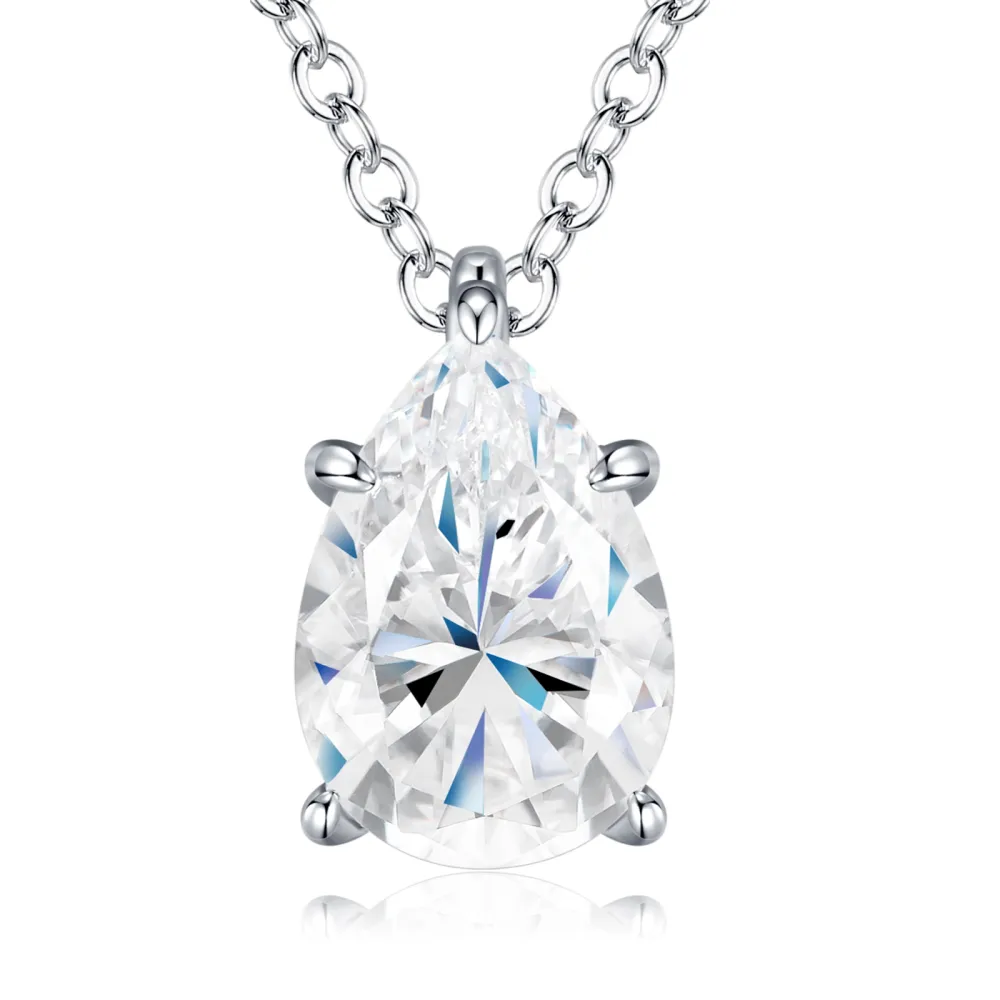 A Luxurious And Fashionable Minimalist Jewelry Pendant Necklace Featuring Top-quality Moissanite, Made Of S925 Silver Electroplated With Platinum.