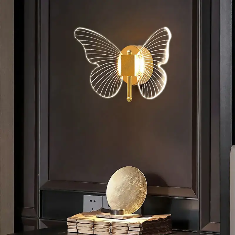Butterfly Wall Lamp Light Luxury Bedside Warm