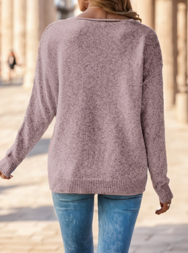 Women's Solid Color Long Sleeved Sweater