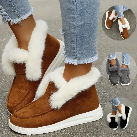 Snow Boots Warm Winter Shoes Plush Fur Ankle Women