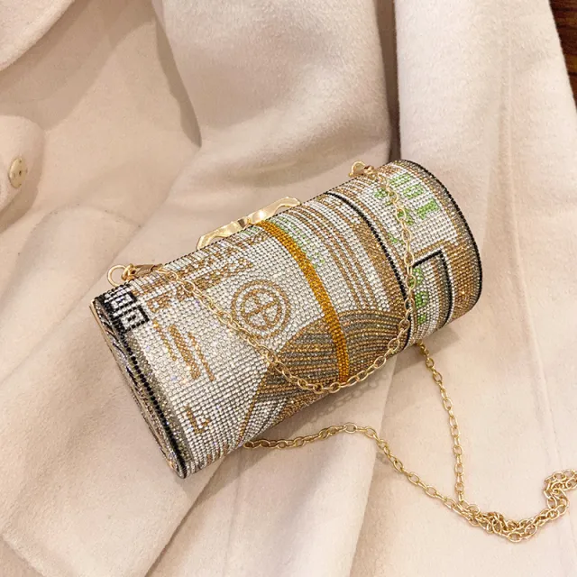 The New Trendy Korean Fashion Cylinder Bag Net Red Wild Chain One shoulder Oblique Gold - Shop at LoveMi