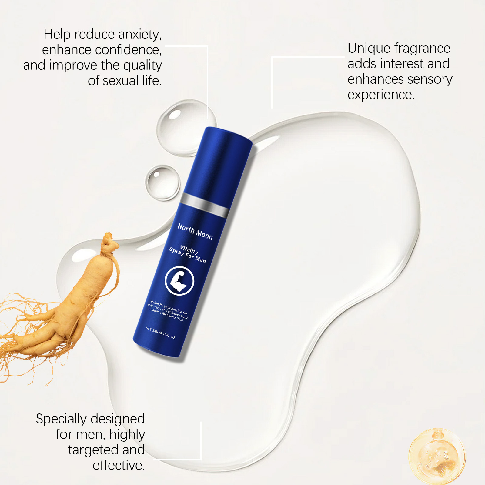 Men Vitality Intimate Spray With Epimedium, Ginseng & Maca Root Extracts, Enhance Stamina & Intimate Pleasure