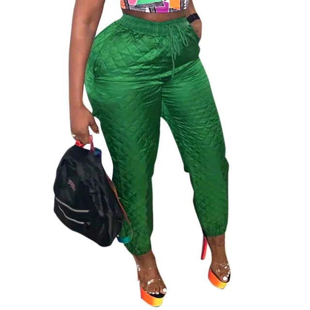 Warm Cotton Trousers With Drawstring Elasticated Waist Trousers Green - Shop at LoveMi