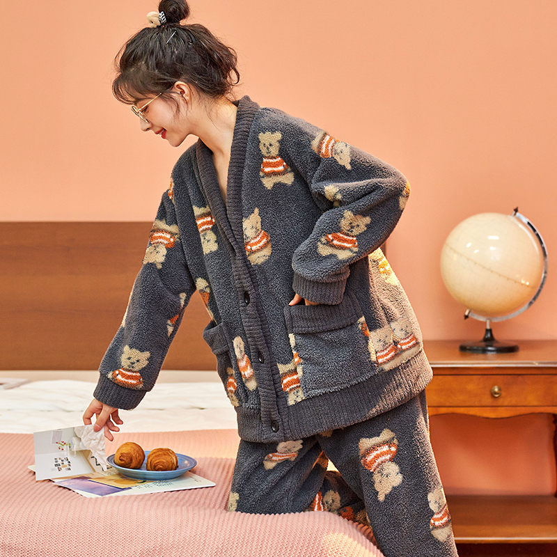 Title 14, Coral Fleece Pajamas Long-sleeved Padded Suit