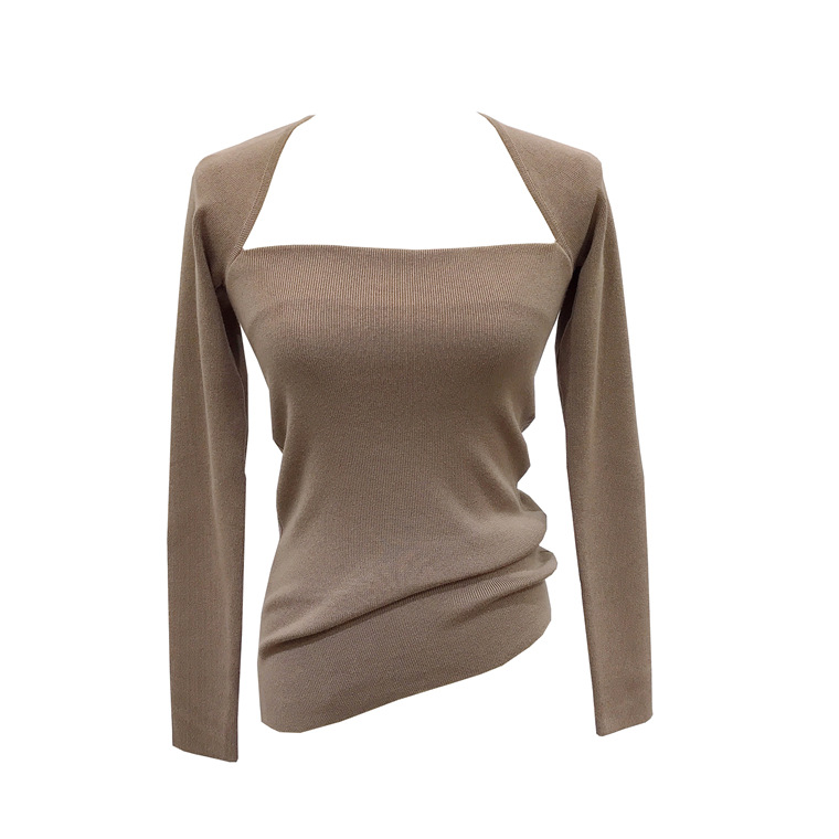 Title 3, French Square Collar Exposed Collarbone Slim Sl...