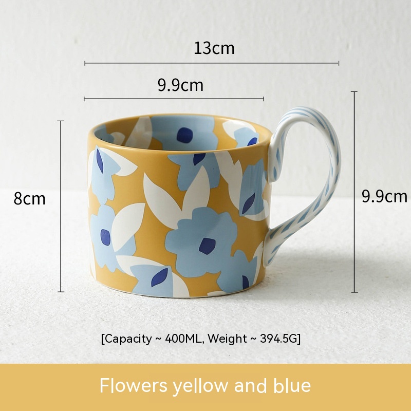 Title 5, Flower Large Capacity Ceramic Water Cup Mug