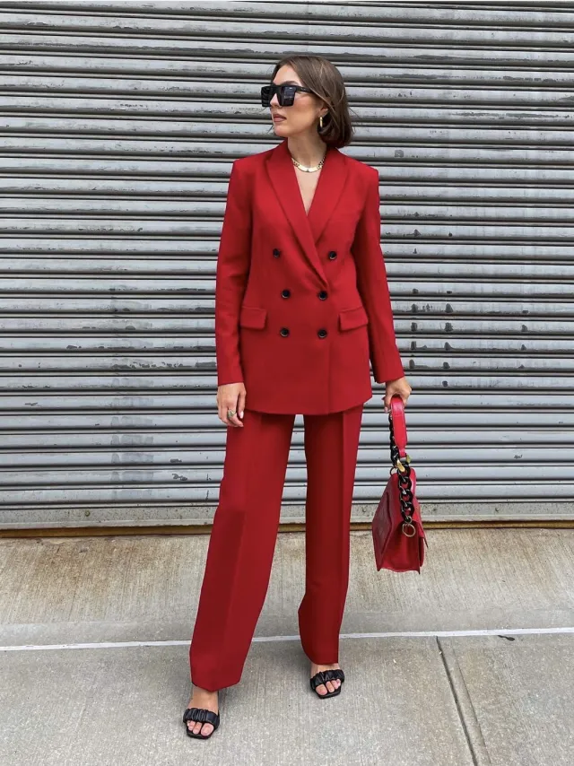 Red Suit Two piece Suit Jacket New Year's Red - Shop at LoveMi