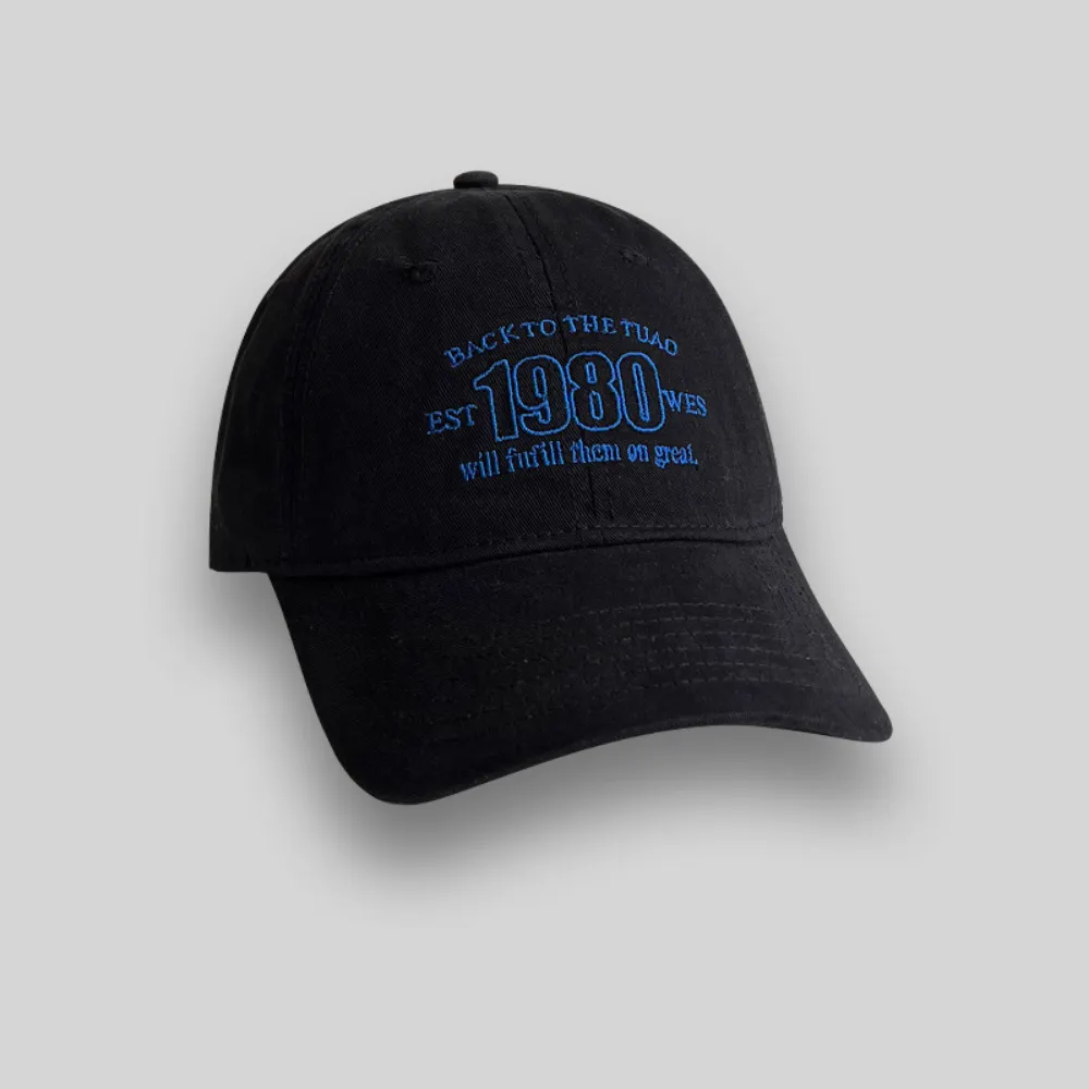 Single-color Adjustable English Numeral Embroidered Washed-out Distressed