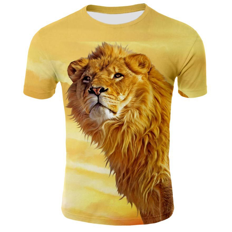 Title 4, Camiseta 3D masculina com estampa de leão anima...