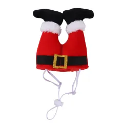 Dog Cat Christmas Costume Christmas Hat For Pet Outfit For Small Dogs Cute Fleece Hat Party Event Apparel Funny Clothes Accessory - Red - View 1