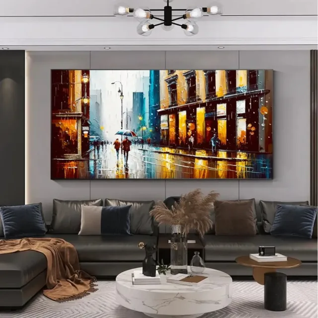 Handmade Oil Painting Canvas Wall Art Decoration Modern Abstract Urban Architectural Street Scenes For Home Decor Rolled Frameless Unstretched Pain... Without Inner Frame - Shop at LoveMi
