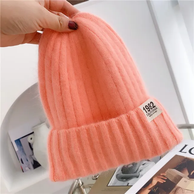Solid Color Digital Ins Knitted Hat For Warmth Pink - Shop at LoveMi