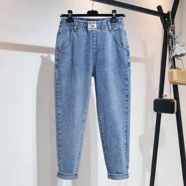 Women's Loose Plus Size Jeans High Waist Harem Pants 528Blue - Shop at LoveMi