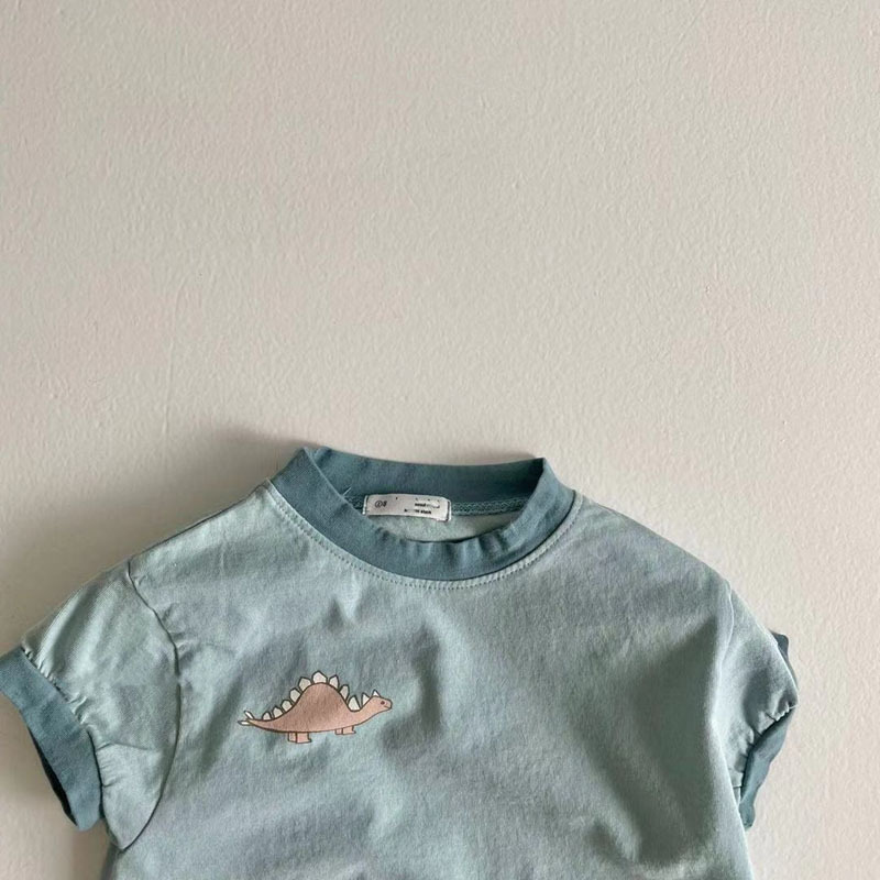 Baby Cotton Short Sleeve Dinosaur Print Casual Bodysuit