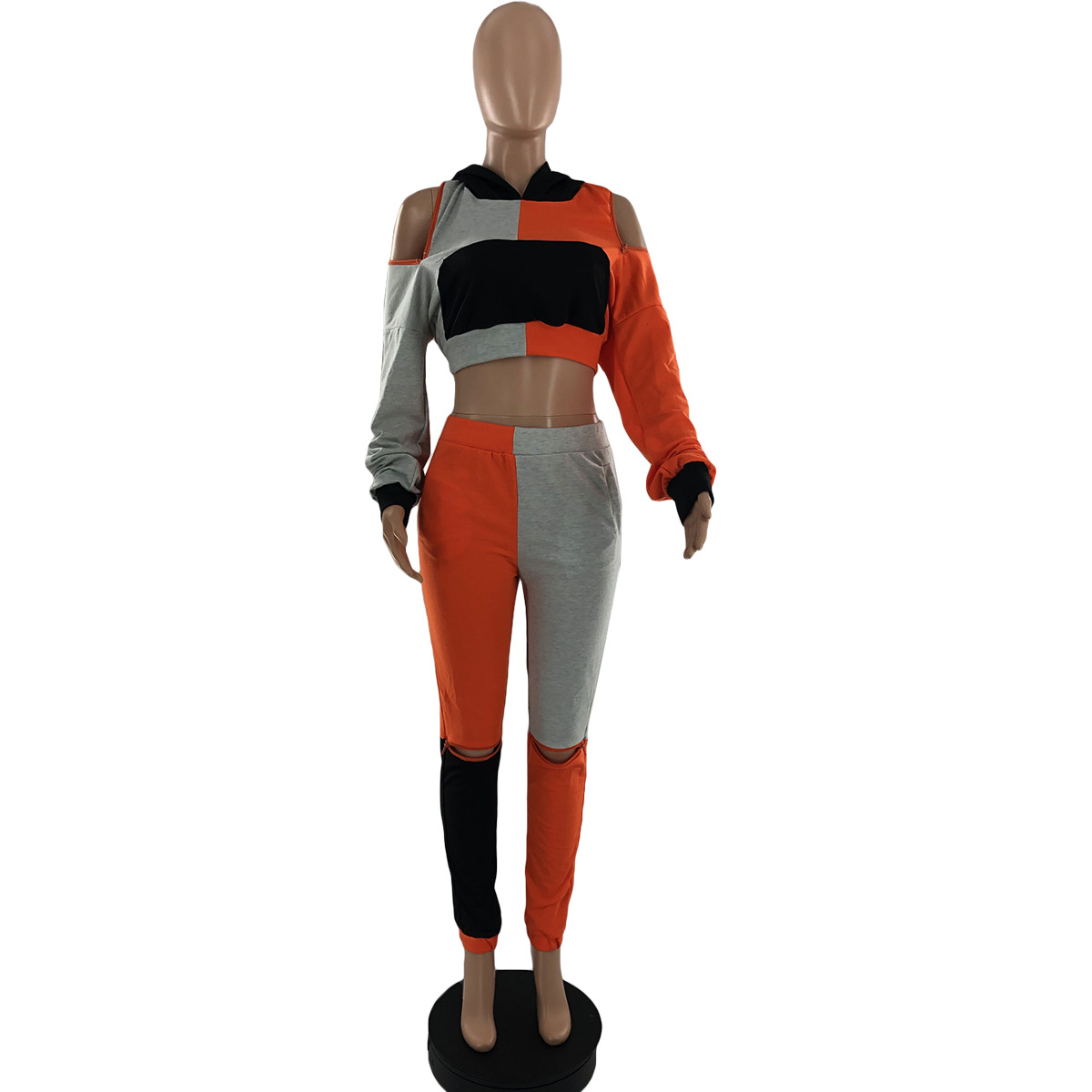 Casual Zipper Stitching Sports Two-piece Suit - 15