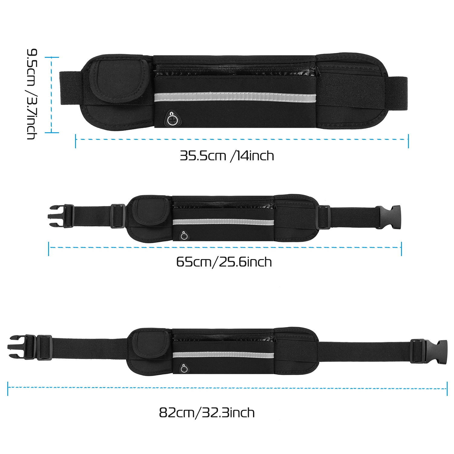 1Pc Sports Waist Bag Running Belt Pack Waterproof Adjustable Waist Pouch