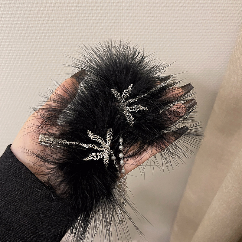 Simple Temperament Hair Dragonfly Pearl Tassel Hairpin — foto 4