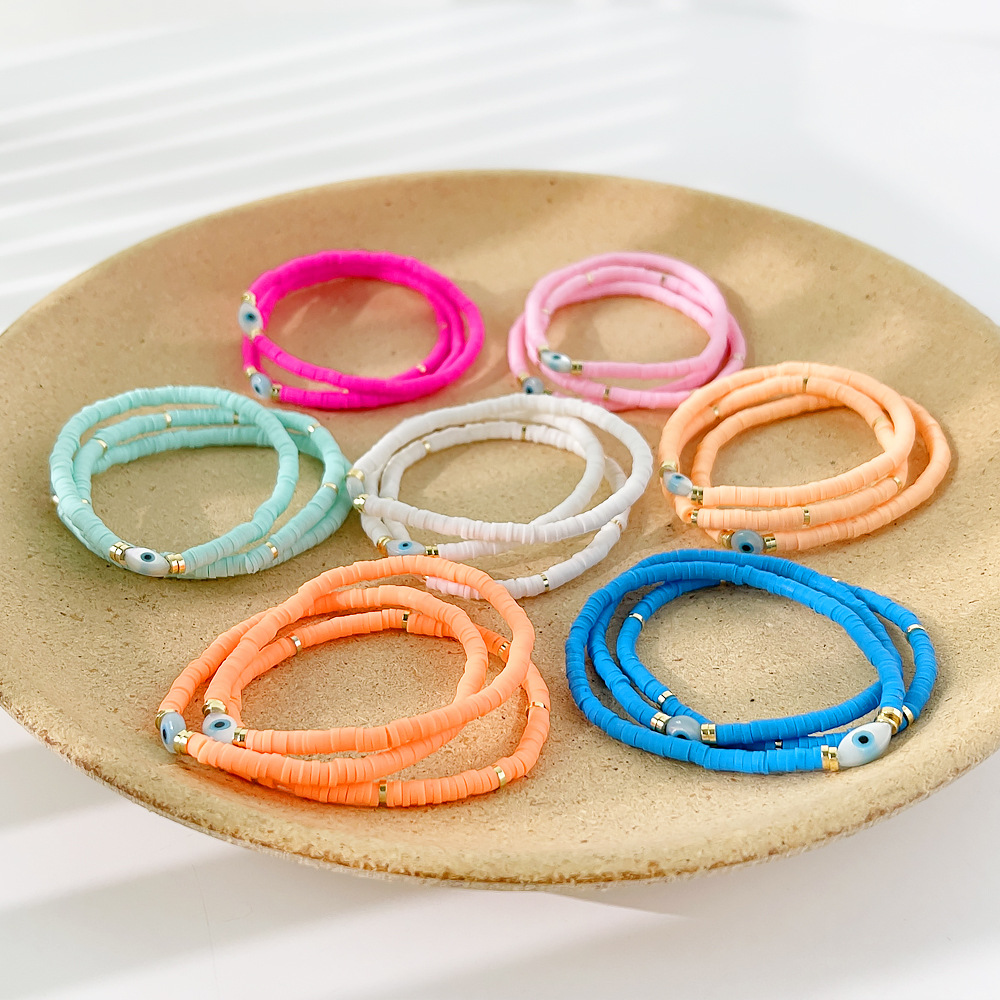 Rainbow Candy Clay Bead Eye Bead Bracelet