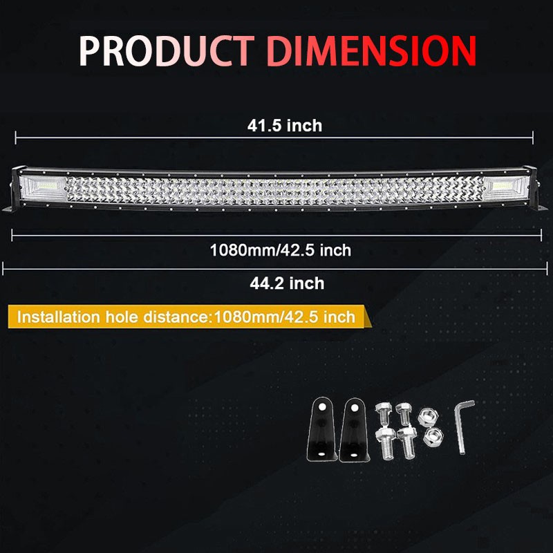 Tri-Row LED Work Light Bar Curved 42 Inch 540W 12V Offroad ATV Car Driving SUV — image 5