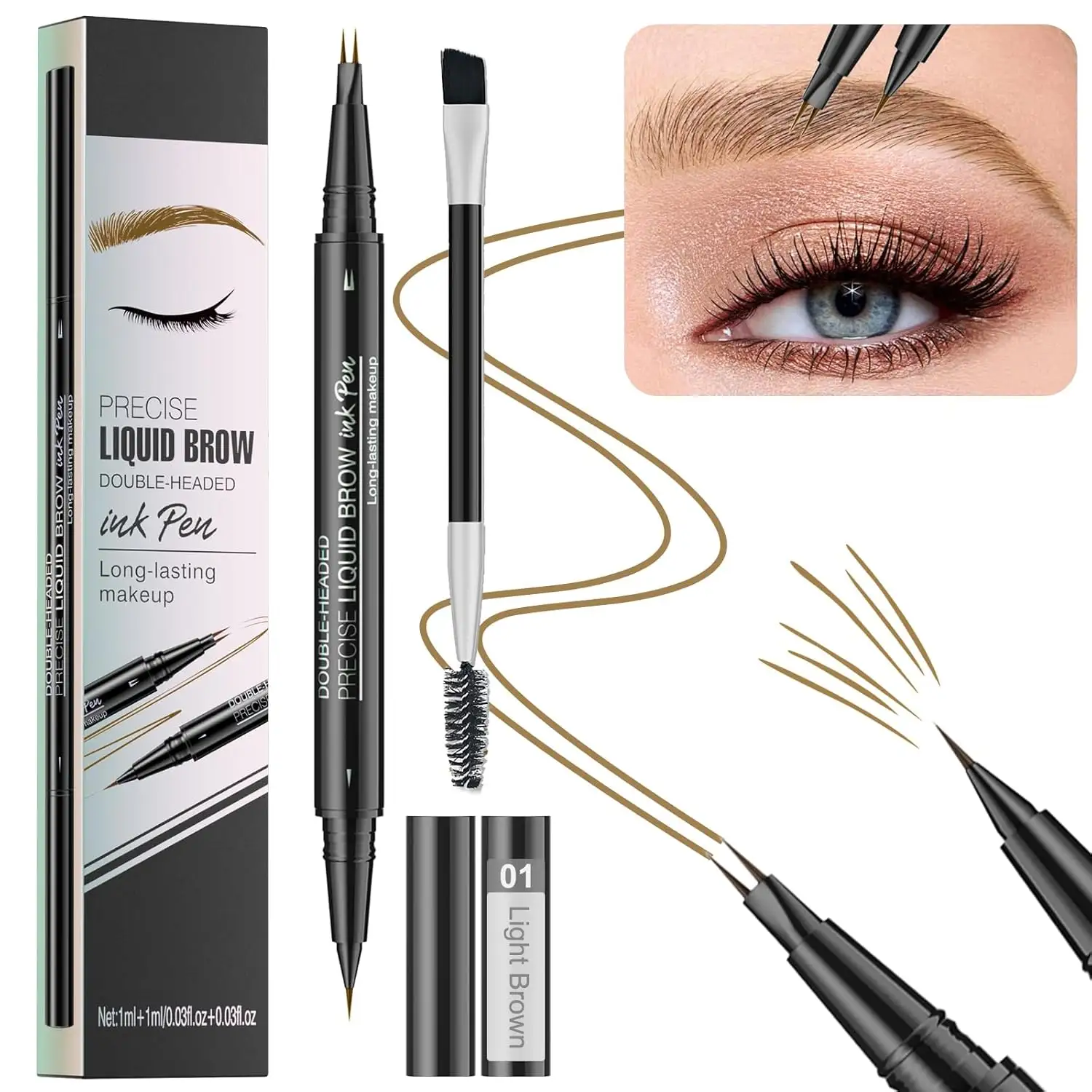 Microblading Eyebrow Pencil, 2-in-1 Dual-Ended Pen