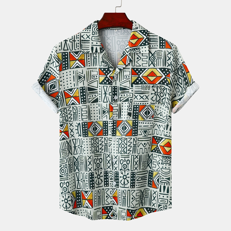 Title 3, Mens Printed Short Sleeve Shirt with Fashion C...