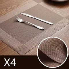 Pure Colour Hotel Restaurant Heat Insulation Pad Non-Slip Dustproof Placemat Table - Light Gold - View 1