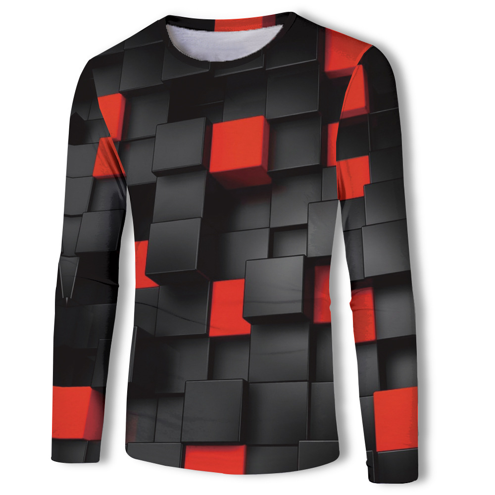 Title 6, Square Mens Long Sleeve T-Shirt with 3D Digita...