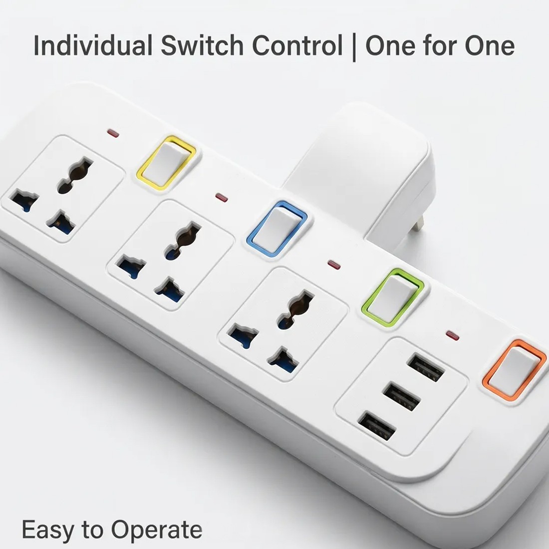 6-in-1 Multi Plug Extension 3 Way 3 USB With Individual Switched Wall Socket — image 10