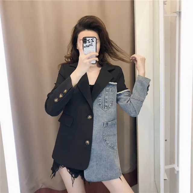 Loose Korean Style Wild Fried Street Small Suit Casual Suit Collar Denim Regular - Shop at LoveMi