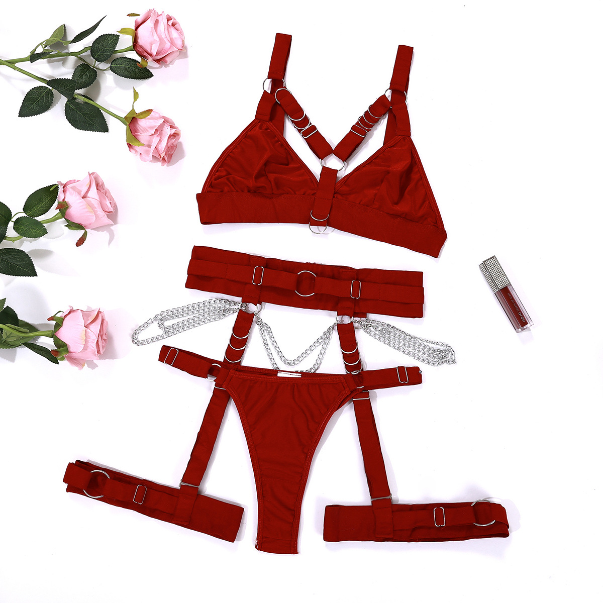 Women's Adjustable Strappy Lingerie Set – Sexy Waist Harness and Leg ...