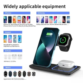 3-in-1 Wireless Travel Charging Stand For 16-12 Pro Max, IWatch S10-2 SE Ultra, AirPods 4 3 Pro, Foldable Fast Charging Station