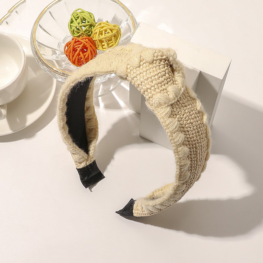 Wool Lafite Hairband Simple Cross Knot White - Shop at LoveMi